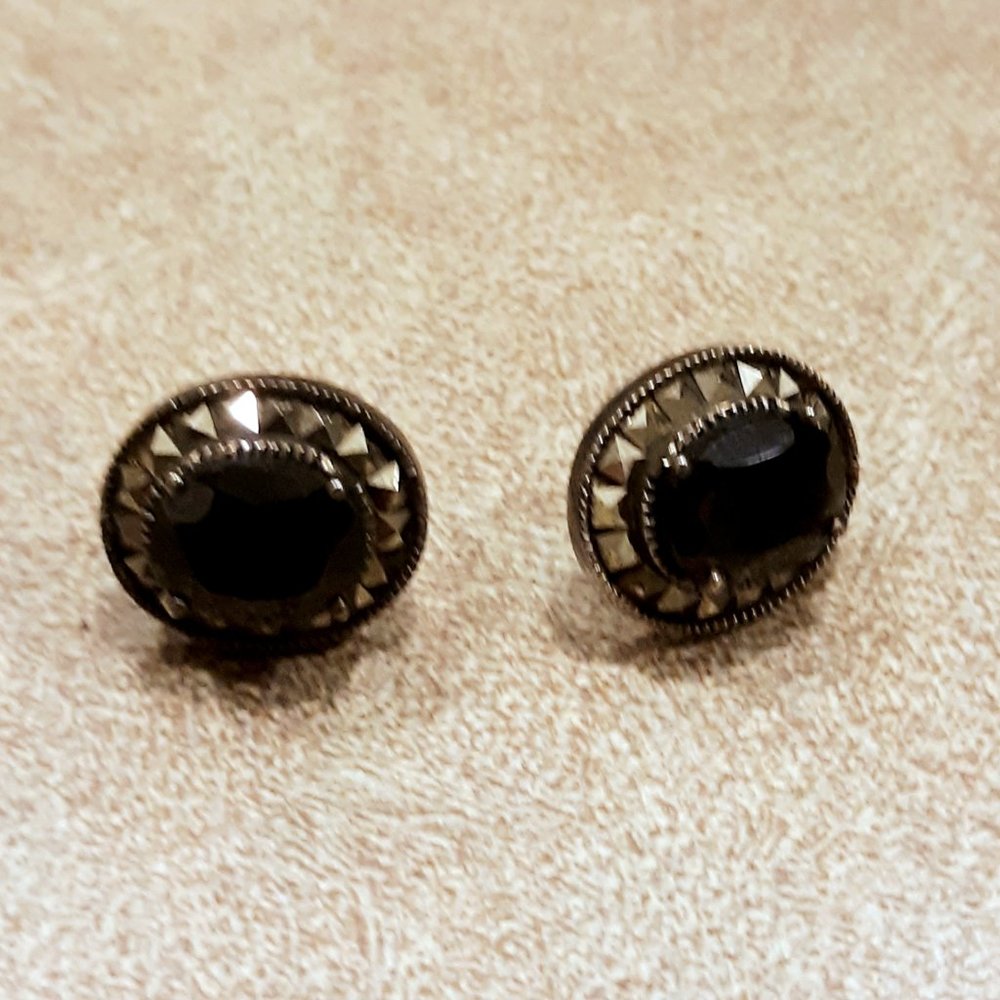 Vintage Onyx & Sterling Post Earrings BOGO 50% Off!